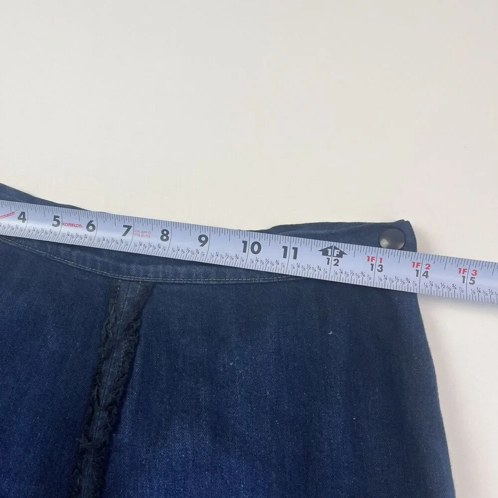 Heyne Bogut Denim Maxi Skirt 1 S Hand Printed Cow Bull Western Rodeo Festival